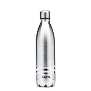 Milton Aura 1000 Thermosteel Water Bottle, 24 Hr Hot and Cold I Leak Proof Lid, ISI Certified I Vacuum Insulated I for Office, Gym, School I Grey
