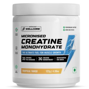 Wellcore Pure Micronised Creatine Powder (33 Servings, Fruit Fusion) For Enhanced Muscle Strength With Rapid Absorption | Creatine Monohydrate | Wellcore Creatine Flavoured - 122g